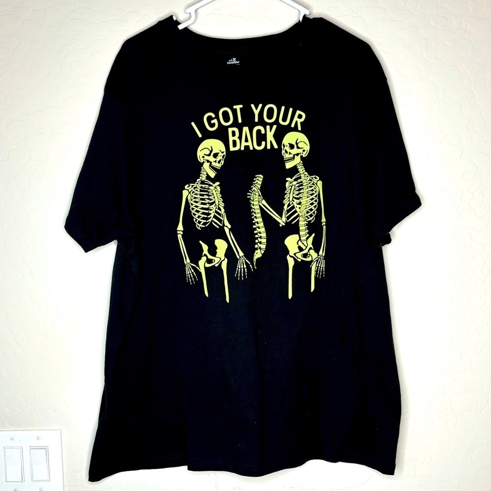 Men's Halloween T Shirt Black Size 3XL Skelton “I've got your back”